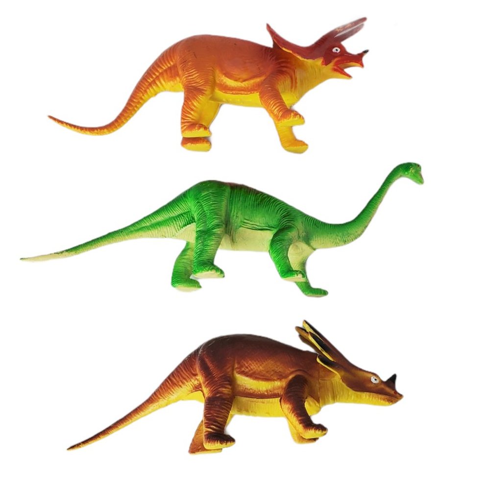 VTG Dinosaurs Brachiosaurus Triceratops Styracosaurus Colorful Toys Imperial '85